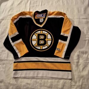 Boston Bruins NHL CCM Hockey Jersey  Bear Logo Sewn Youth L/XL VGUC Mid 90's